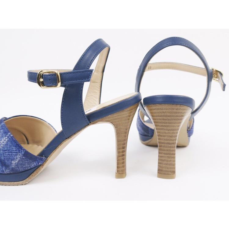 SALE★z-1067blu クロスサンダル/ブルーチェック/23cm、24cmのみ 返品交換不可