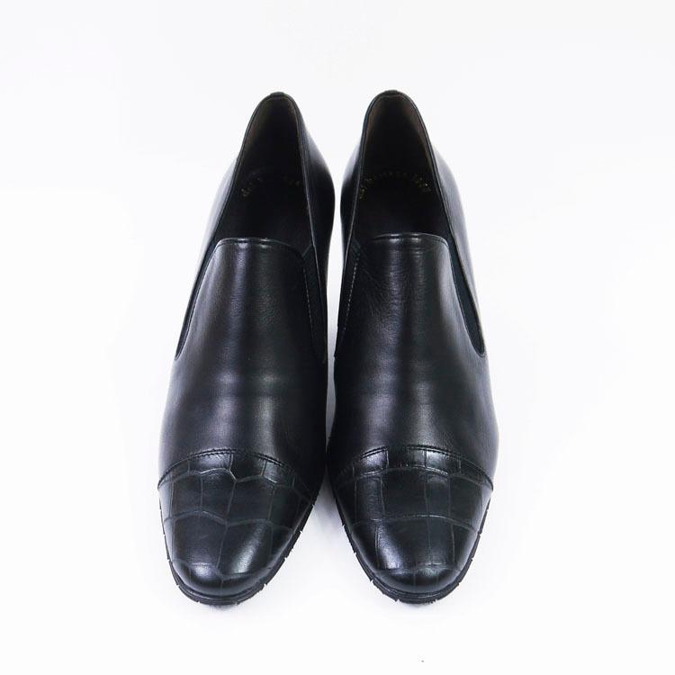 Winter SALE★ z-4665 サイドゴアクロコブーティ/ブラック/22.5・25.5のみ 返品交換不可