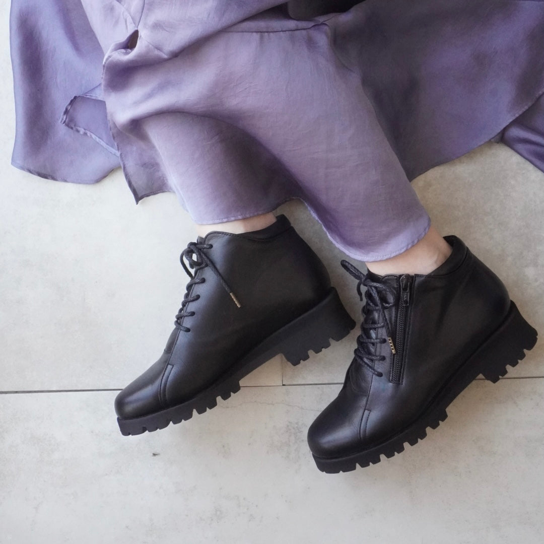 z-411 ハイカットレースアップブーツ（タンクソール）／ブラック