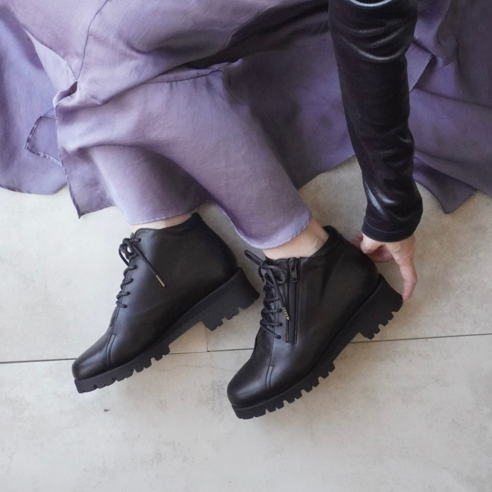 z-411 ハイカットレースアップブーツ（タンクソール）／ブラック