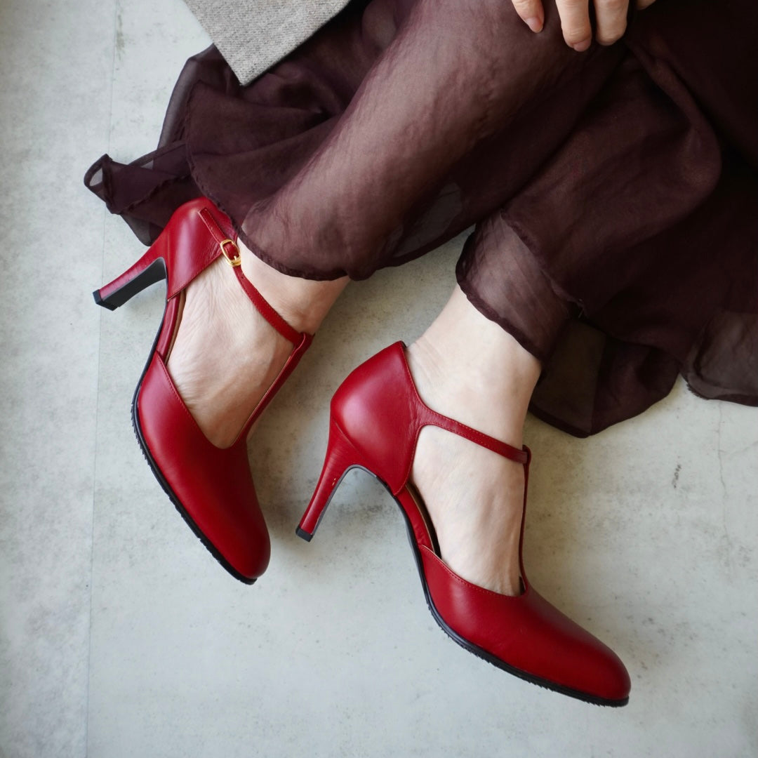 \z-687r セパレートTストラップパンプス／レッド