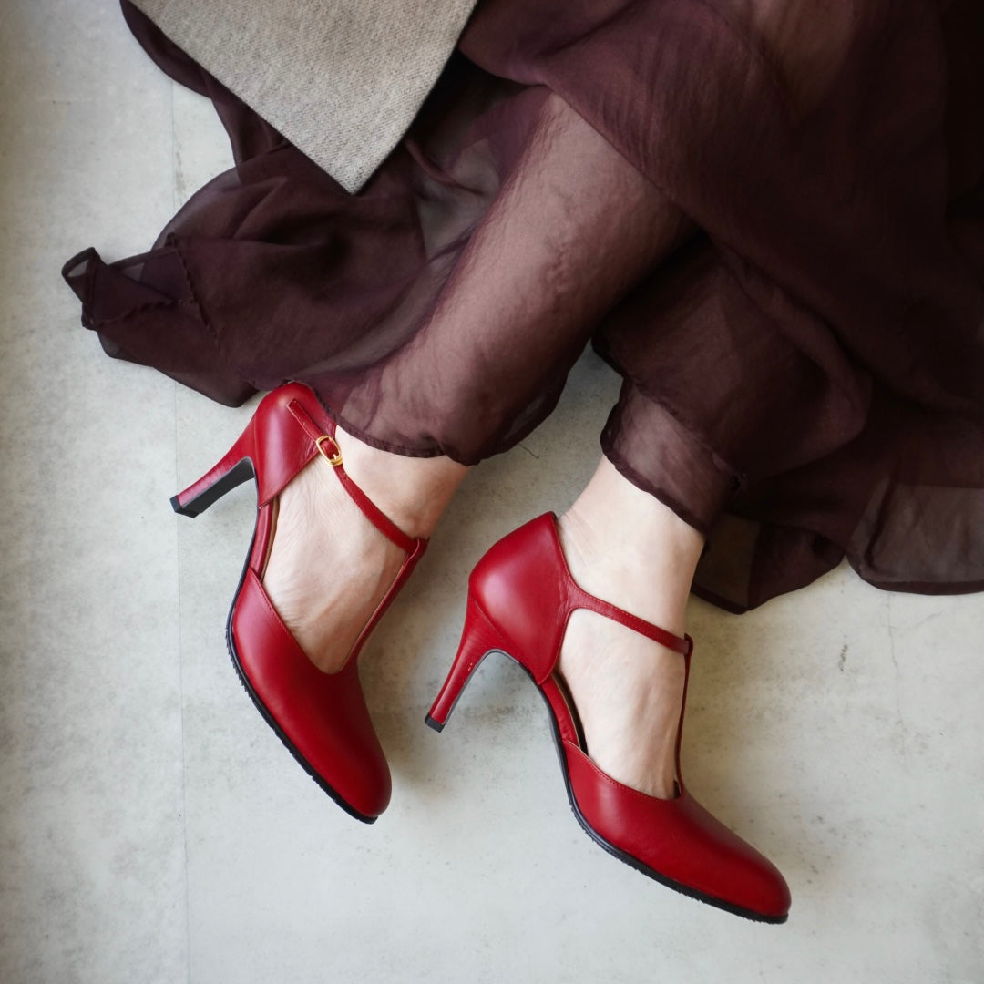 \z-687r セパレートTストラップパンプス／レッド