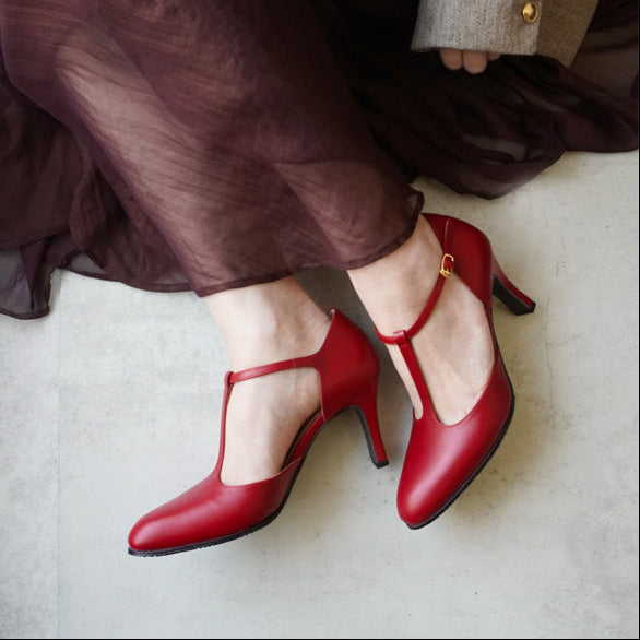 \z-687r セパレートTストラップパンプス／レッド