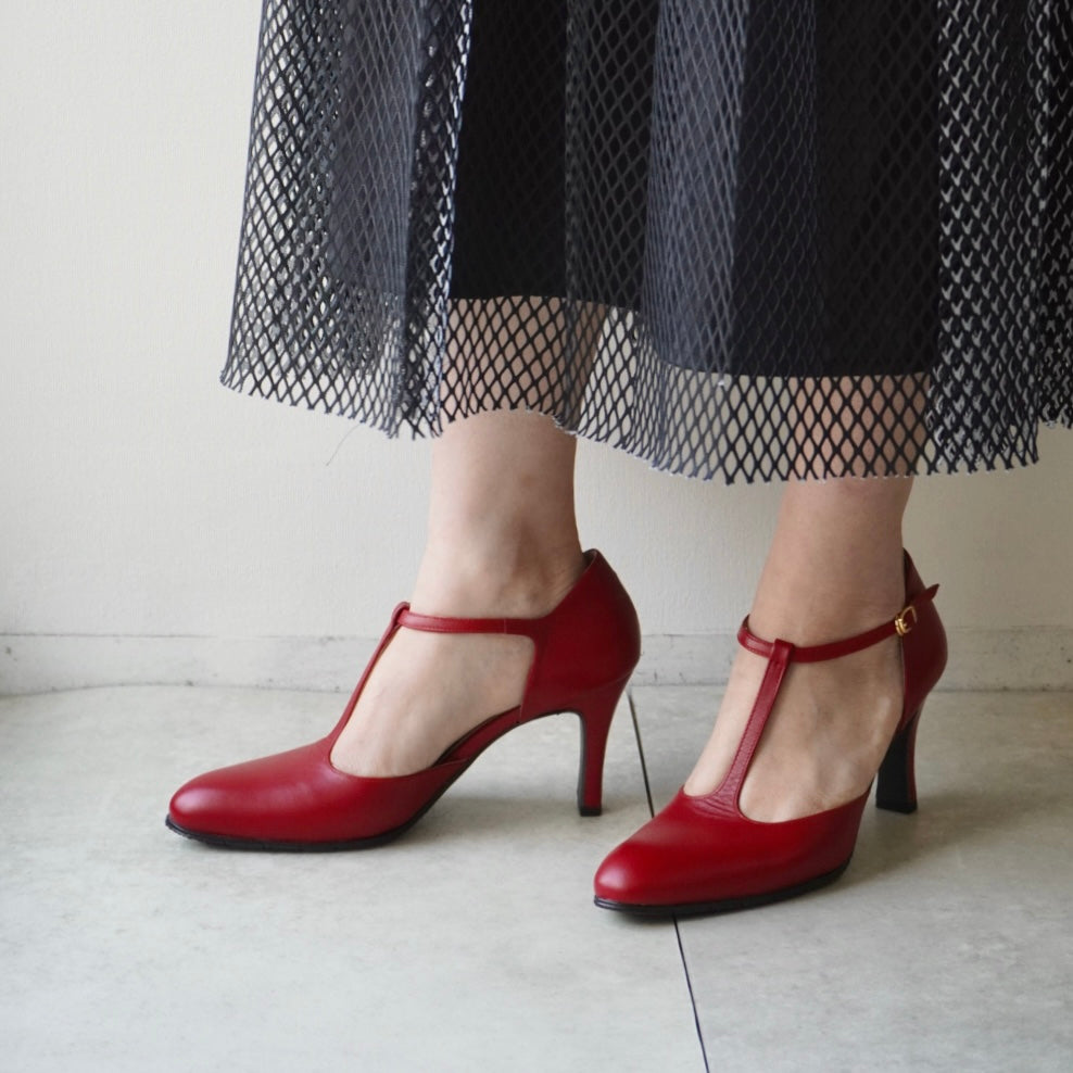 \z-687r セパレートTストラップパンプス／レッド