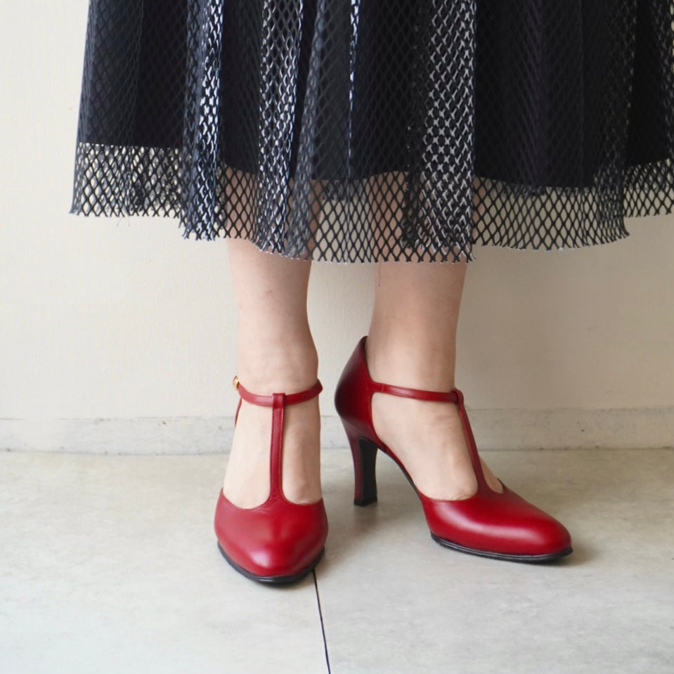 \z-687r セパレートTストラップパンプス／レッド