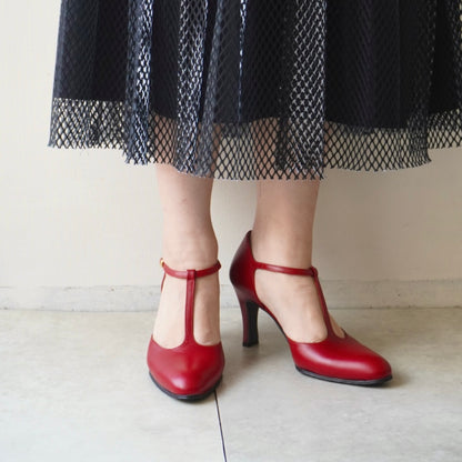 \z-687r セパレートTストラップパンプス／レッド