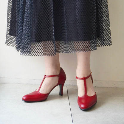 \z-687r セパレートTストラップパンプス／レッド