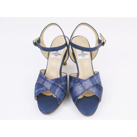 SALE★z-1067blu クロスサンダル／ブルーチェック／23cm、24cmのみ 返品交換不可
