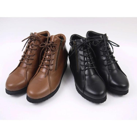 SALE★z-411 ハイカットレースアップブーツ(ウエッジソール）／ブラック・ブラウン返品交換不可